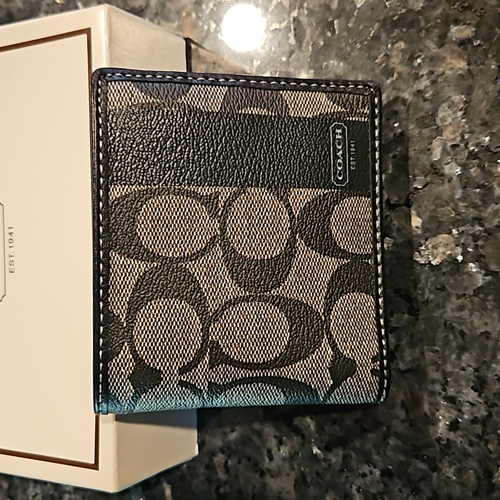 Coach Men’s Bi-Fold Wallet Coin Pouch Leather and Canvas EUC